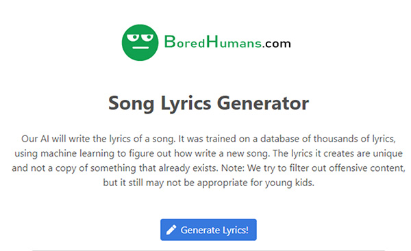 BoredHumans.com screenshot