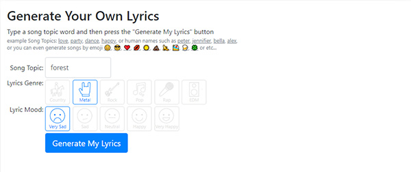 Generate Your Own Lyrics
